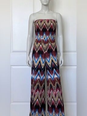 Eleganzarella Strapless Geometric Jumpsuit | 80s / 90s Costume Party size M